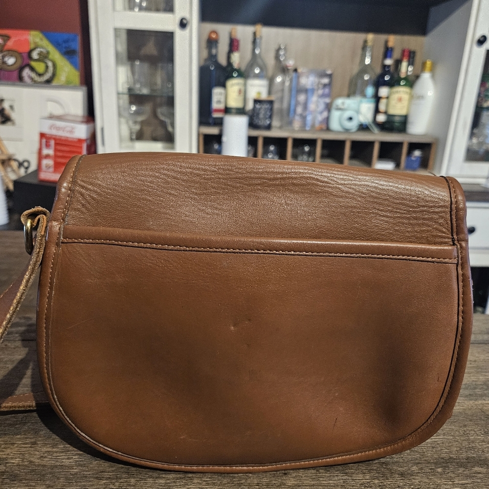 Coach 1990's Vintage British Tan Leather Sm Prairie Crossbody Bag 9954 - Picture 6 of 16